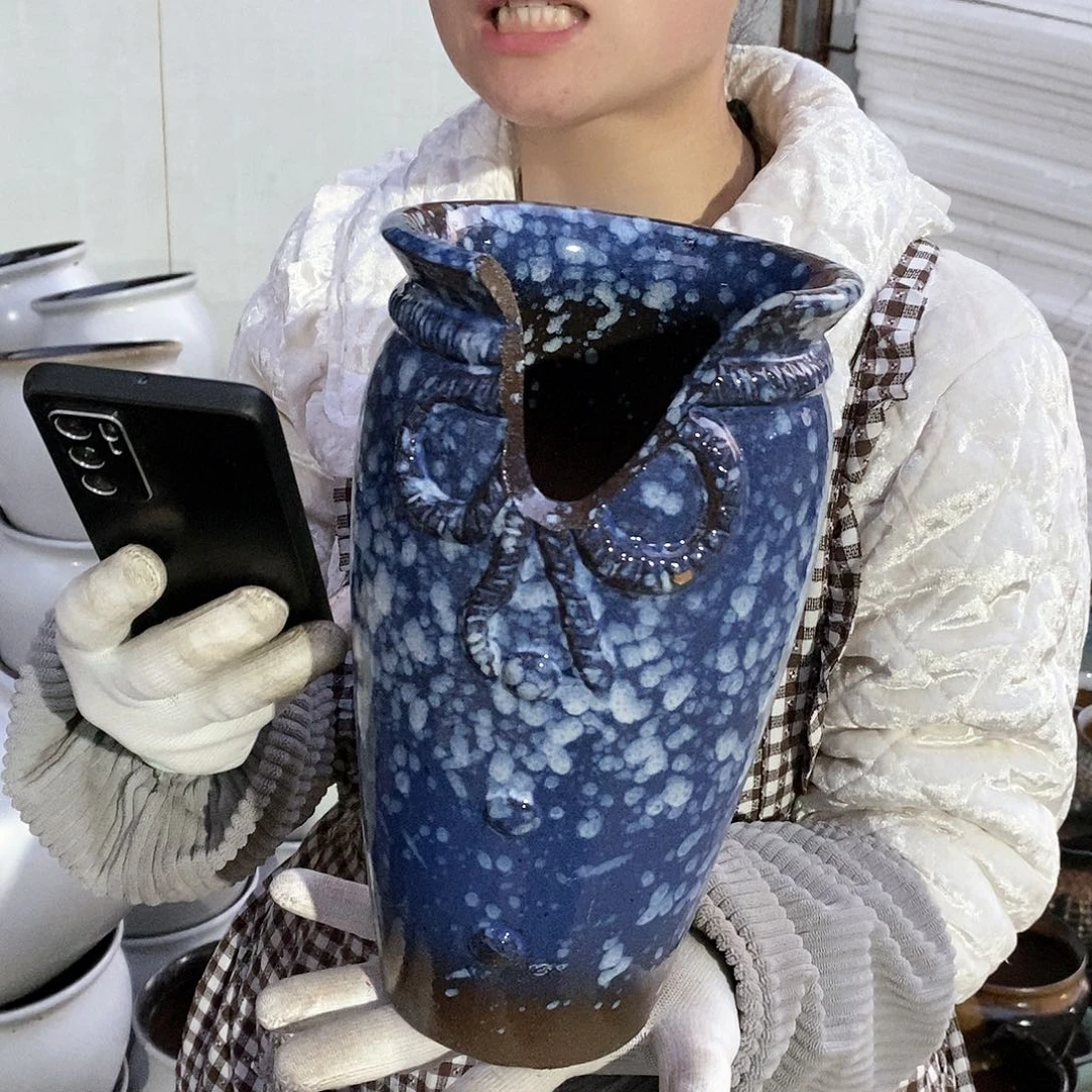 紫砂花盆瑕疵口14高25