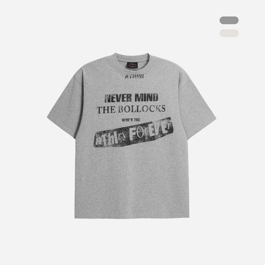 ATHIRI 音乐专辑主题图形康丽印花单缝线boxy剪裁复古Vintage短袖