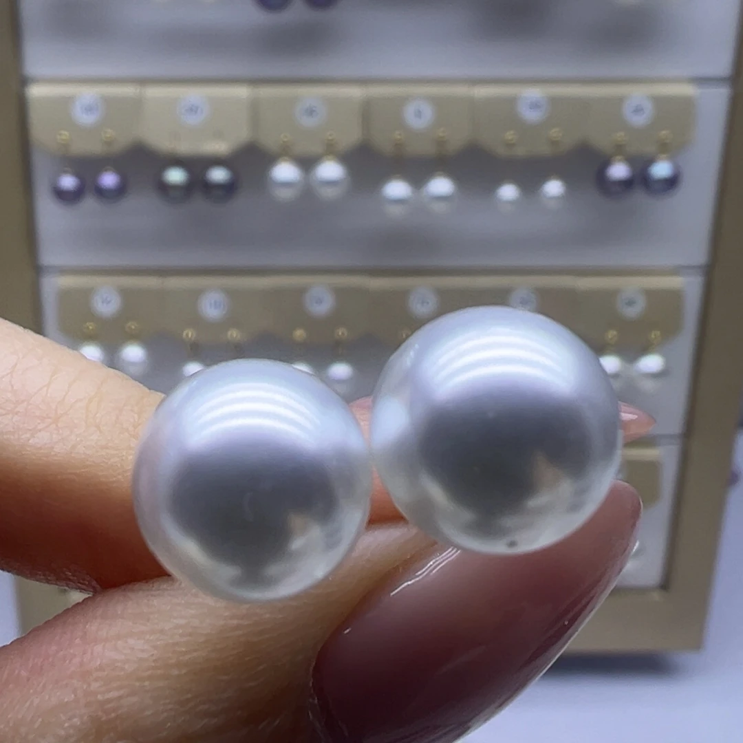 耳饰银S925镶嵌淡水珍珠