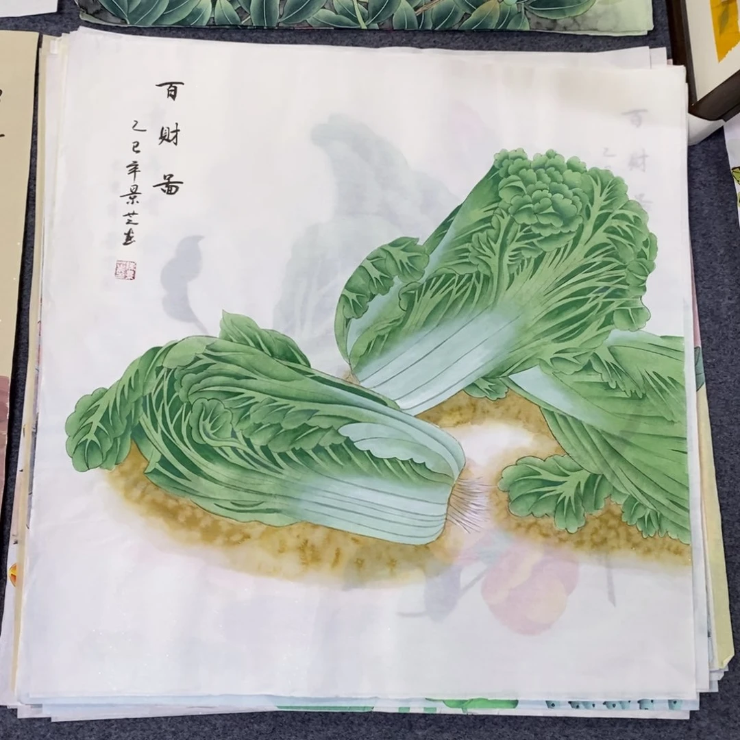 国画尺寸68✖️68斗方手绘工笔画
