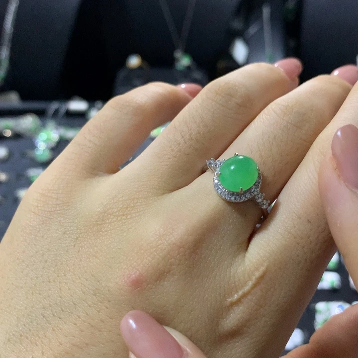 翡翠银S925镶嵌戒指
