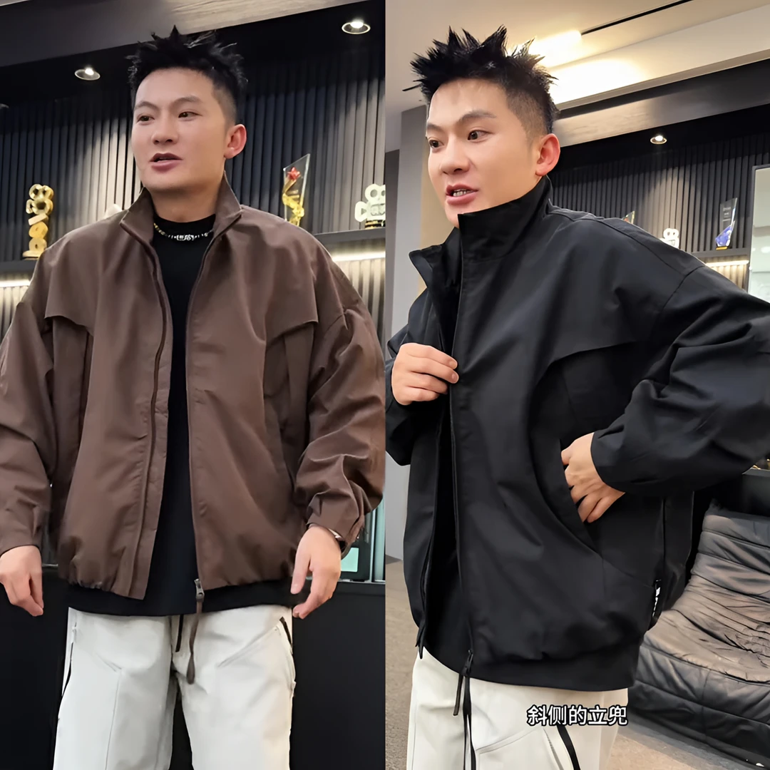 秋季工装机能风解构蝙蝠袖飞行员立领夹克男潮流痞帅休闲百搭外套