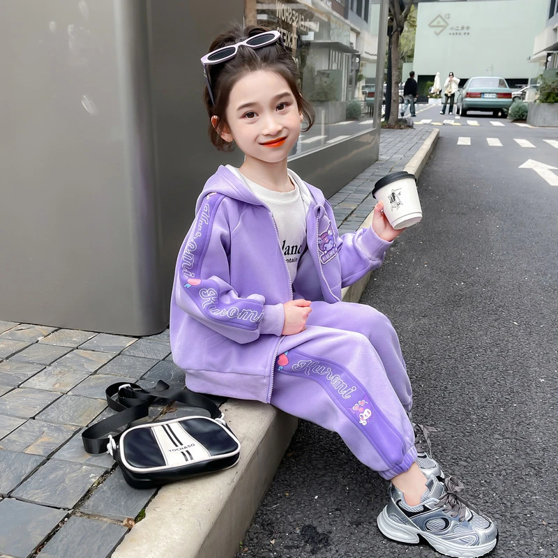 小女童套装春秋款库洛米运动网红洋气印花时髦卡通奶甜时尚女孩潮