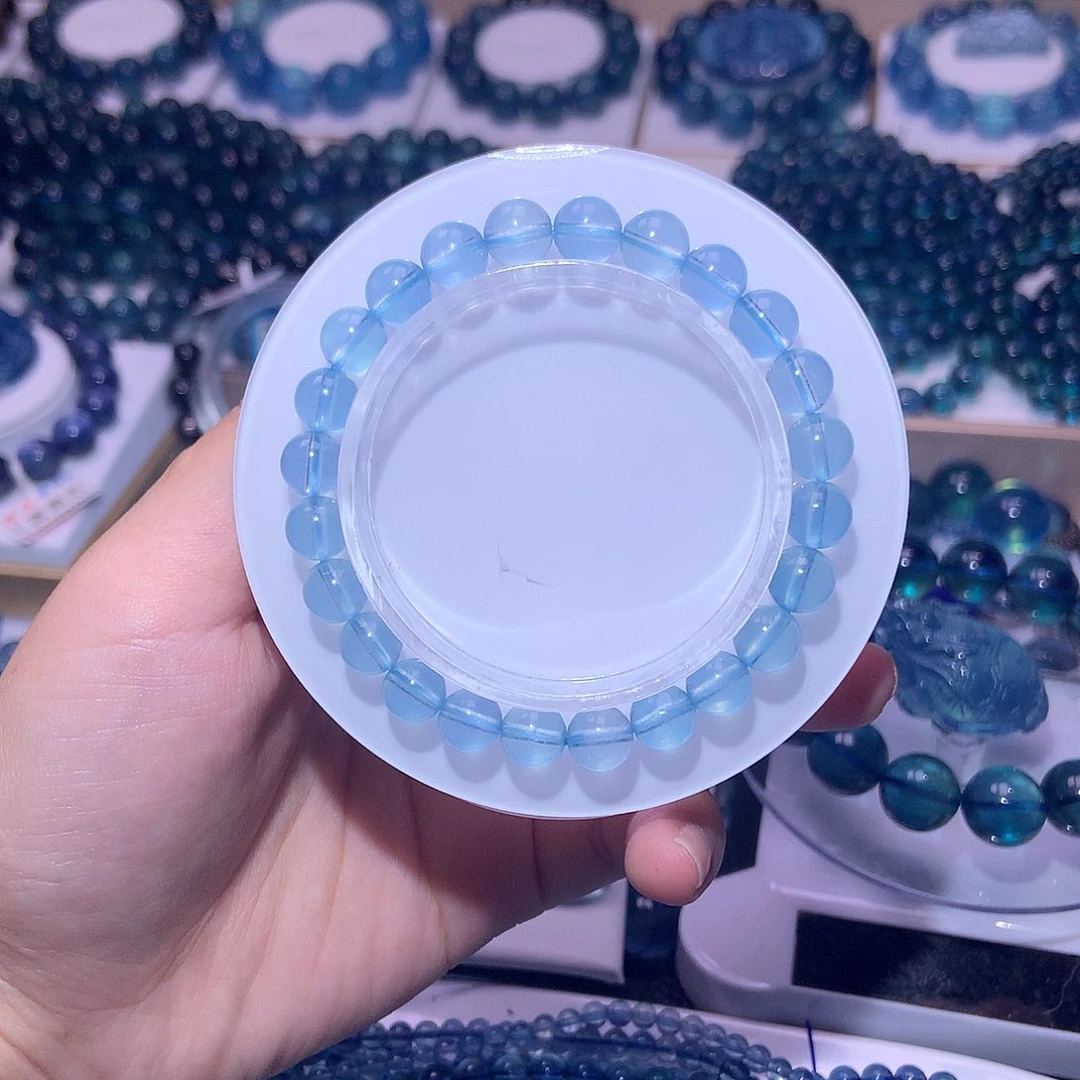 未镶嵌手串水晶圣蓝海蓝宝7.8mm300元（拍3件）