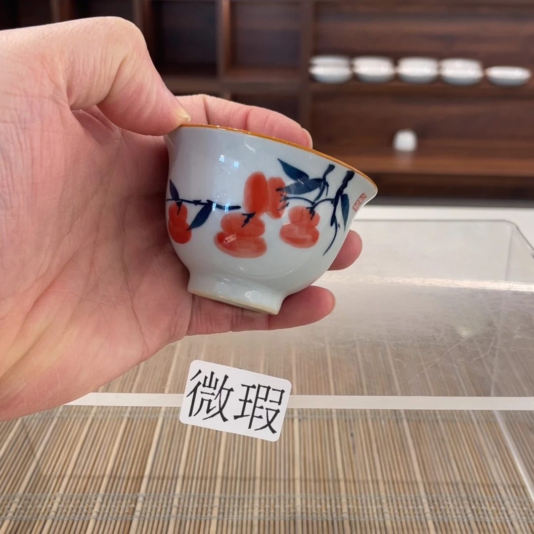 釉下手绘茶具微瑕