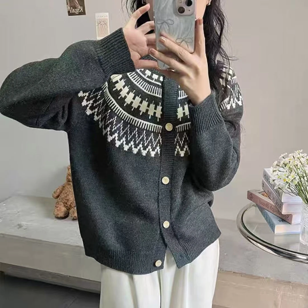 （2160针织衫）韩版圆领慵懒风长袖针织衫60