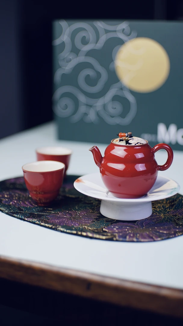 三秋月 【玉兔婉月】套组(单杯*2+壶承+茶席+小壶)喝茶饮茶家用手工