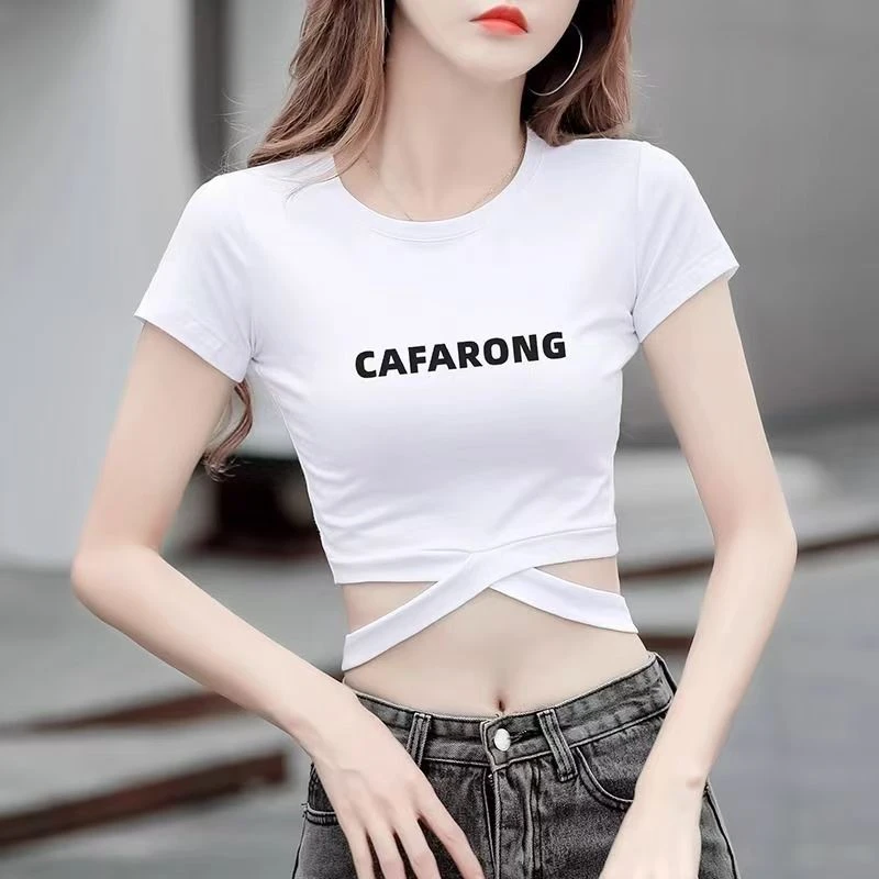 短袖露脐T恤修身t恤夏季风1-50