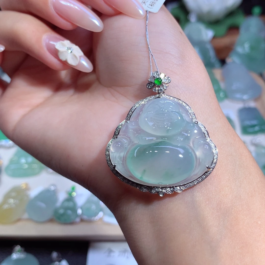 翡翠18K金镶嵌吊坠(不含链)