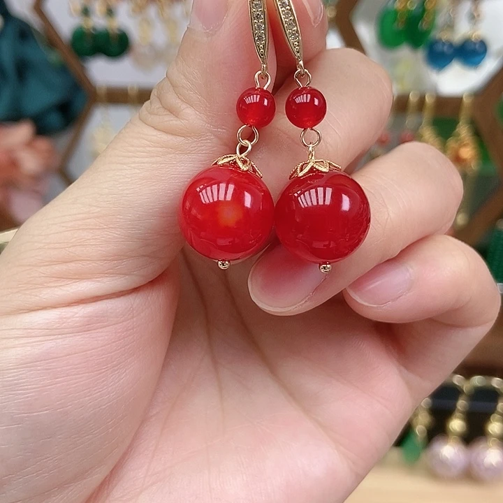 玛瑙/玉髓合金耳饰