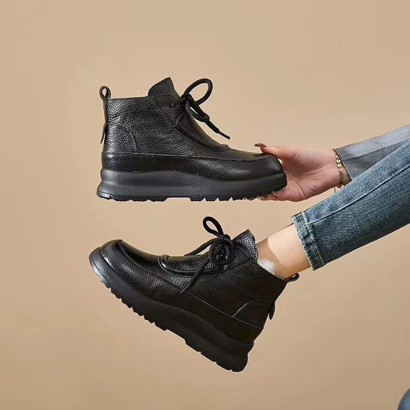 22872头层牛皮羊毛新款短靴