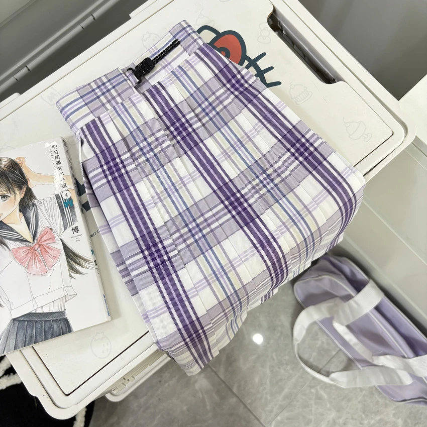 春岛续集【铃兰织梦】学院风少女紫色格裙jk原创正版日系百褶短裙