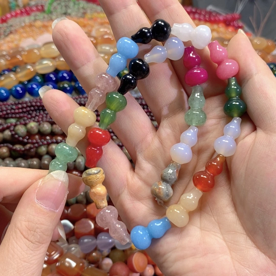 玛瑙/玉髓未镶嵌珠宝半成品多宝葫芦一条卡10*18mm