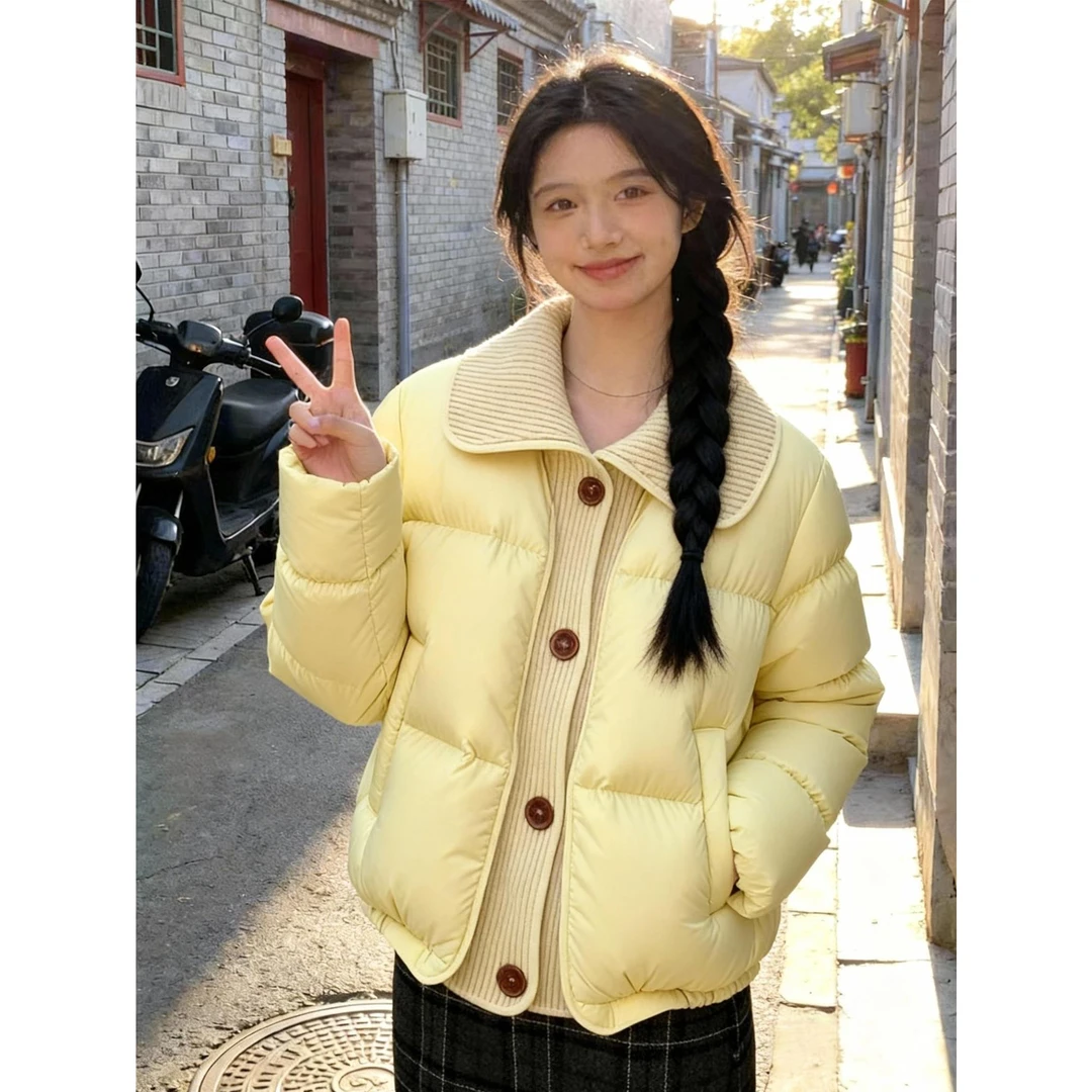 冬季新款翻领设计感棉服外套女款气质轻熟风棉袄独特别致加厚棉衣