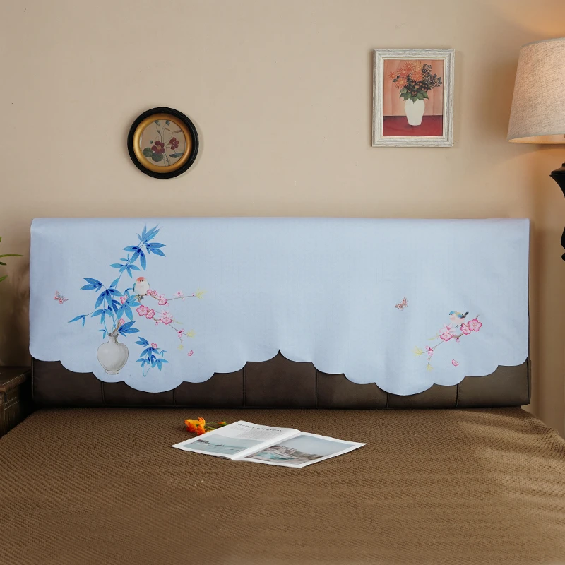 新款床头罩套盖布靠背巾轻奢床头保护套四季通用盖巾一片式浅蓝色