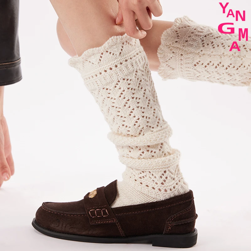 YANGMA秋冬季镂空羊毛堆堆袜重工保暖针织叠穿甜美袜子401212
