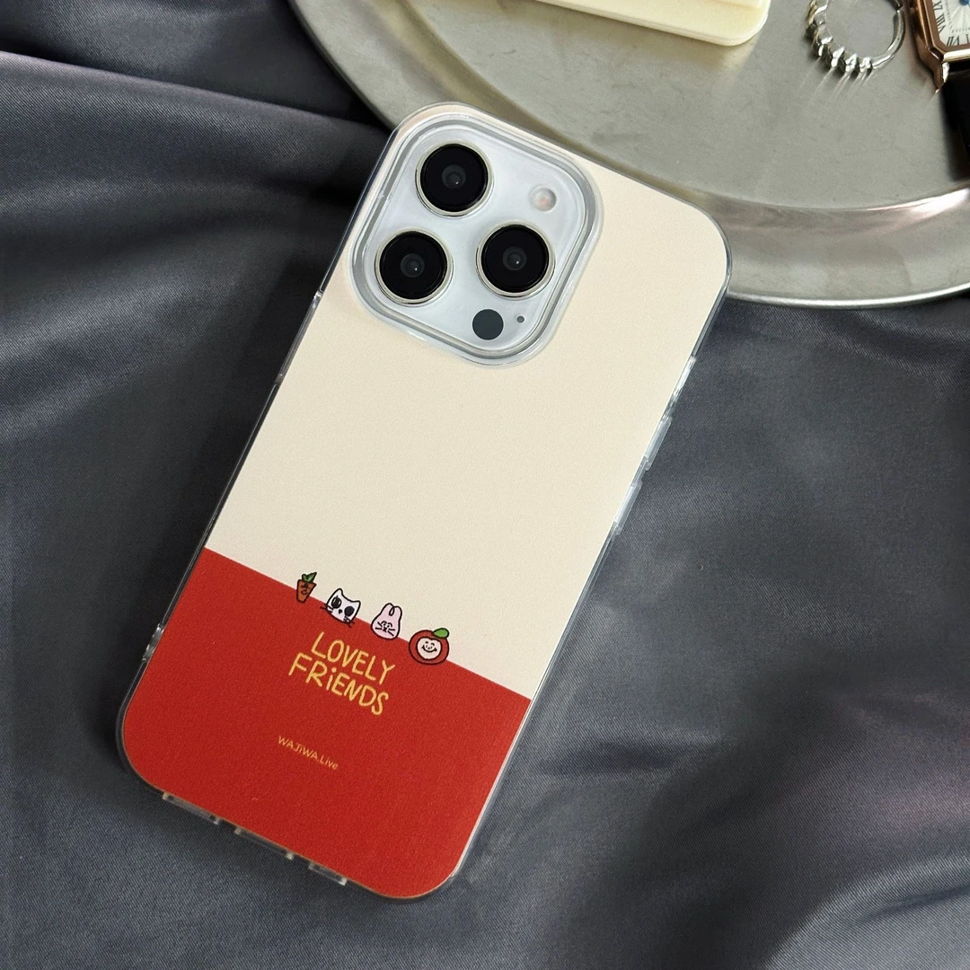 IMD奶油壳简约创意手机保护壳小众卡通苹果15手机壳新款保护壳