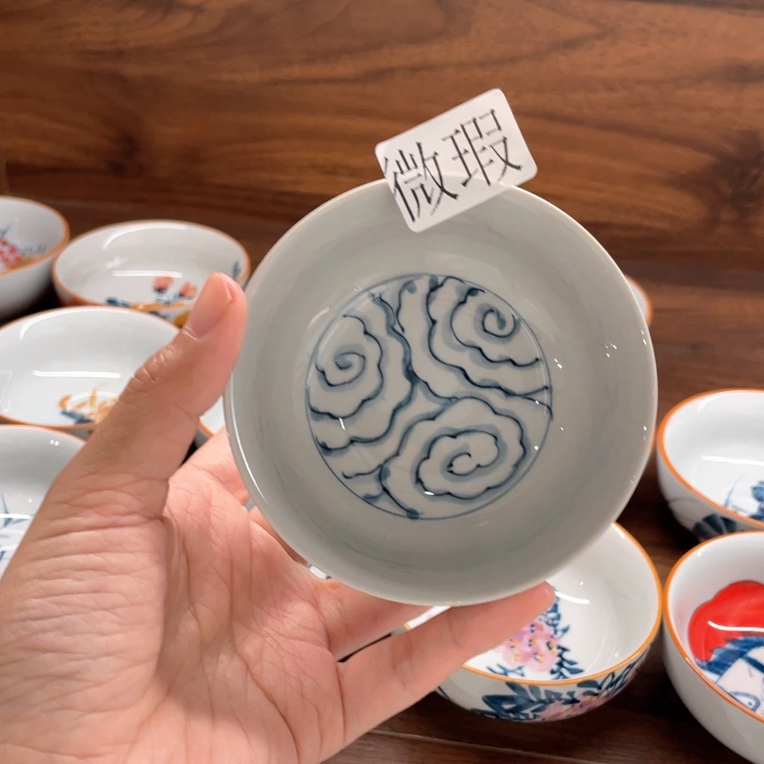 釉下手绘茶具微瑕