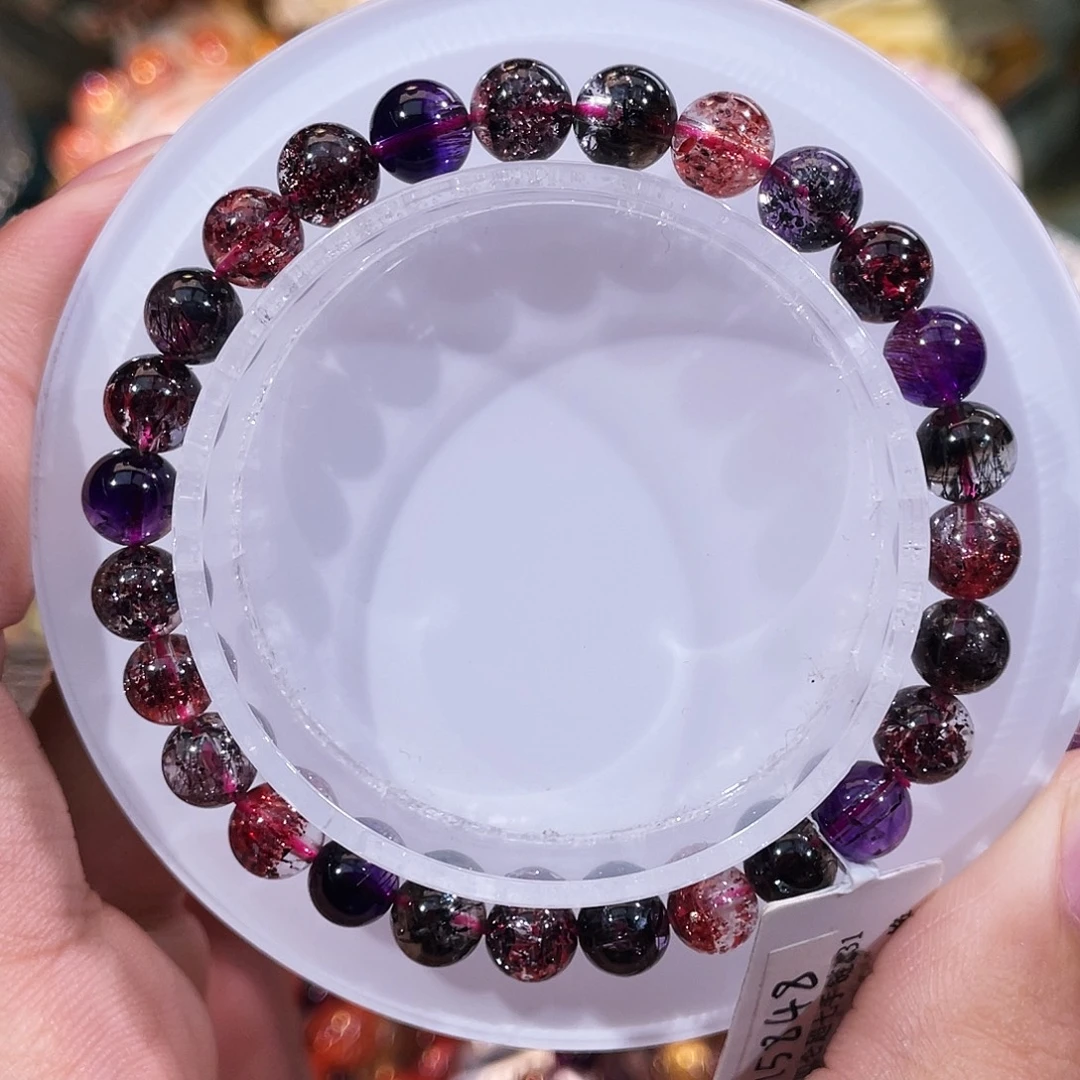 水晶未镶嵌手串黑加仑6+