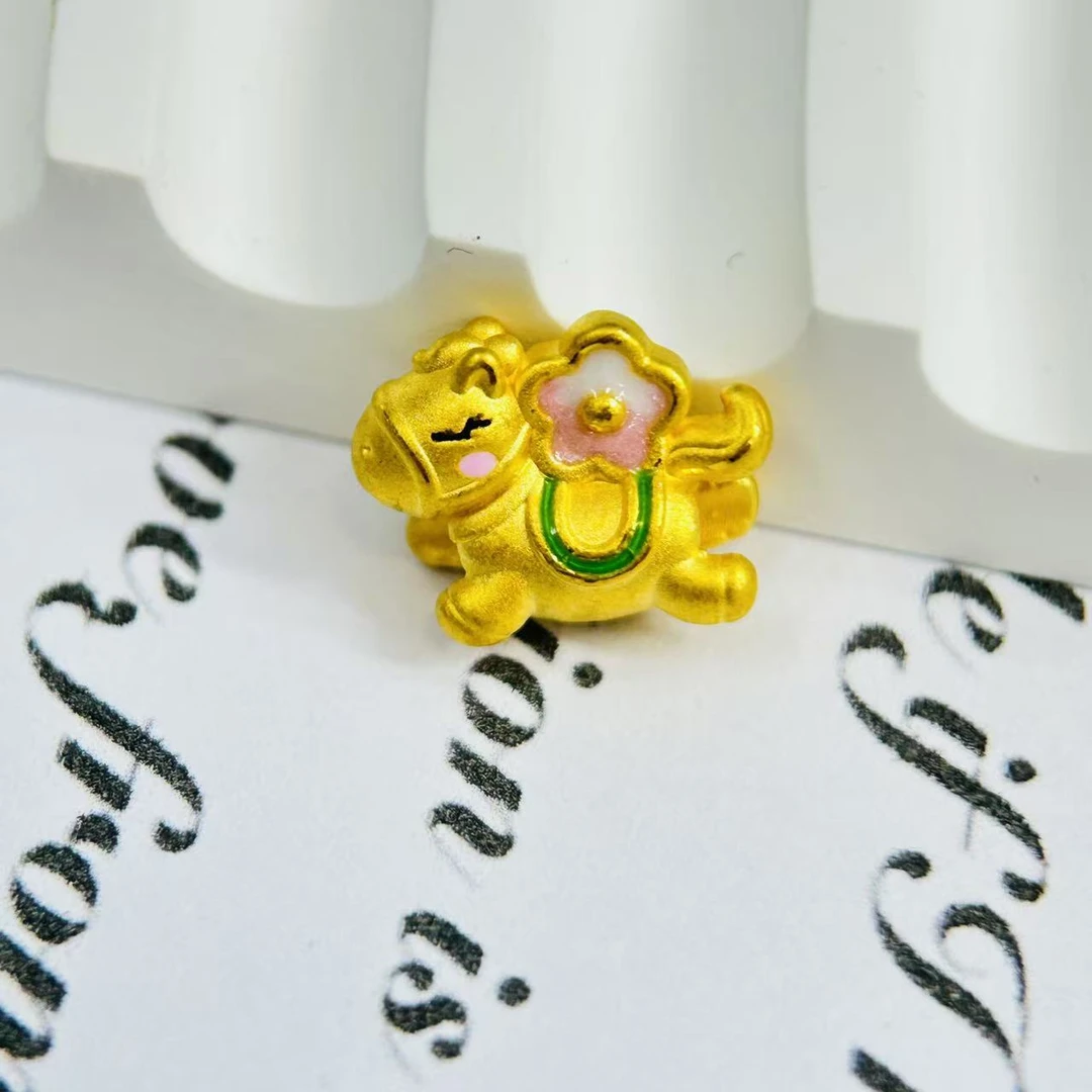 顺鑫黄金足金999马上有钱花珐琅彩通孔DP3055-0750