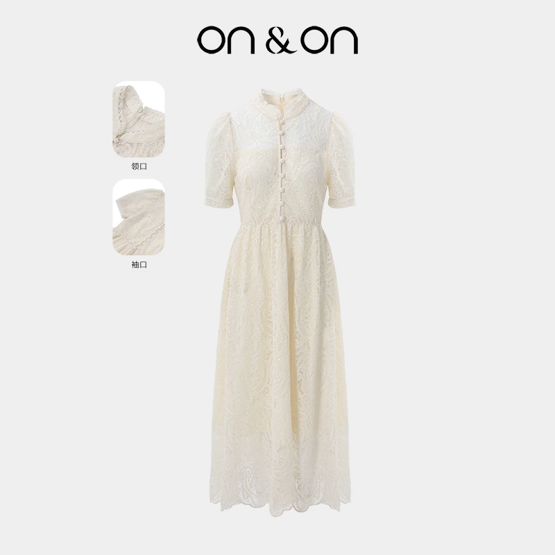 ON&ON/安乃安夏季新款温柔韩系新中式显瘦蕾丝连衣裙N5SW1634091