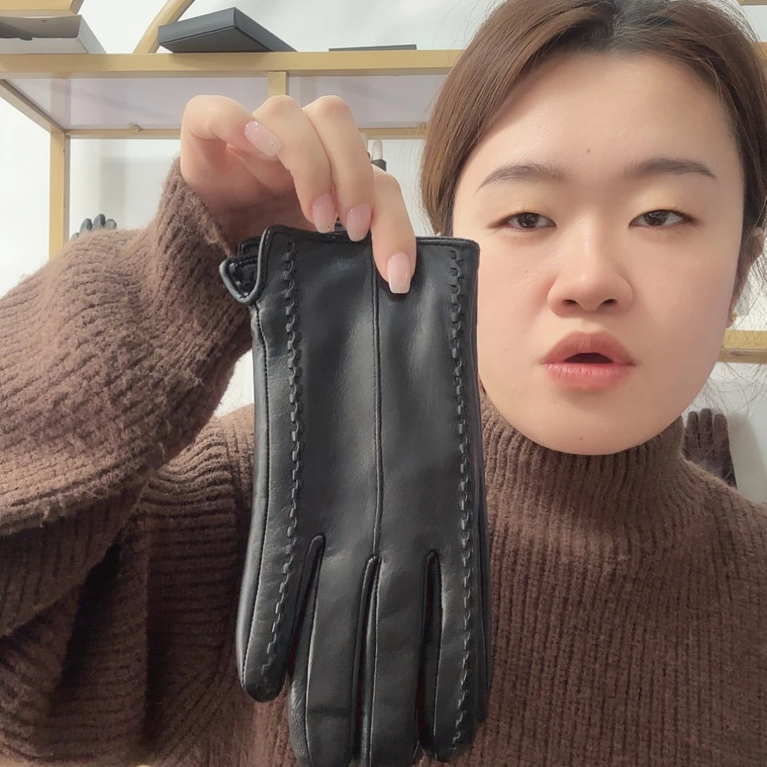 绵羊皮女款加绒穿针XL120-140