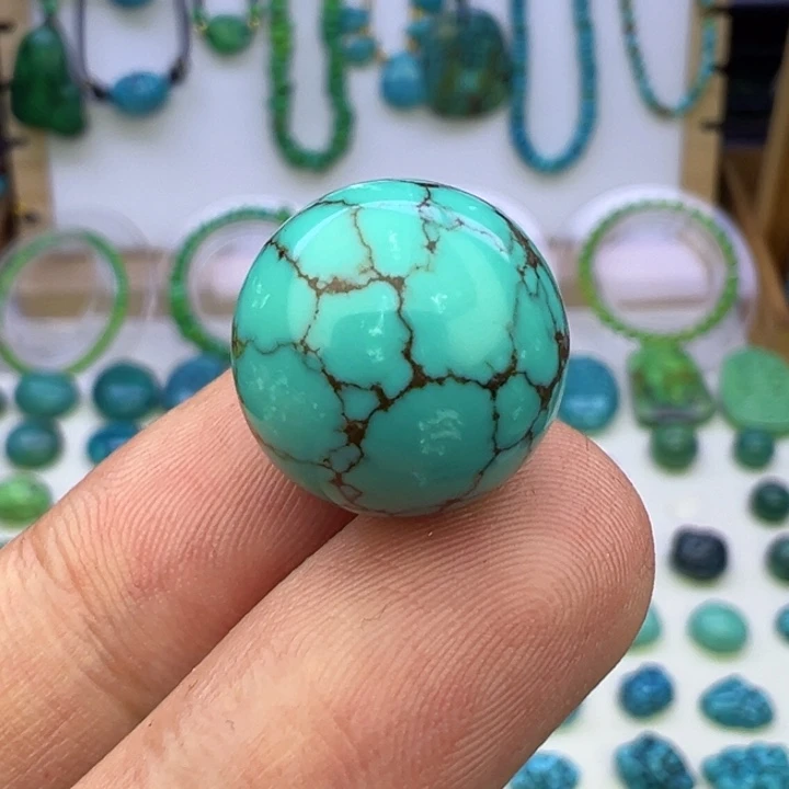 云盖高瓷蓝网花圆珠