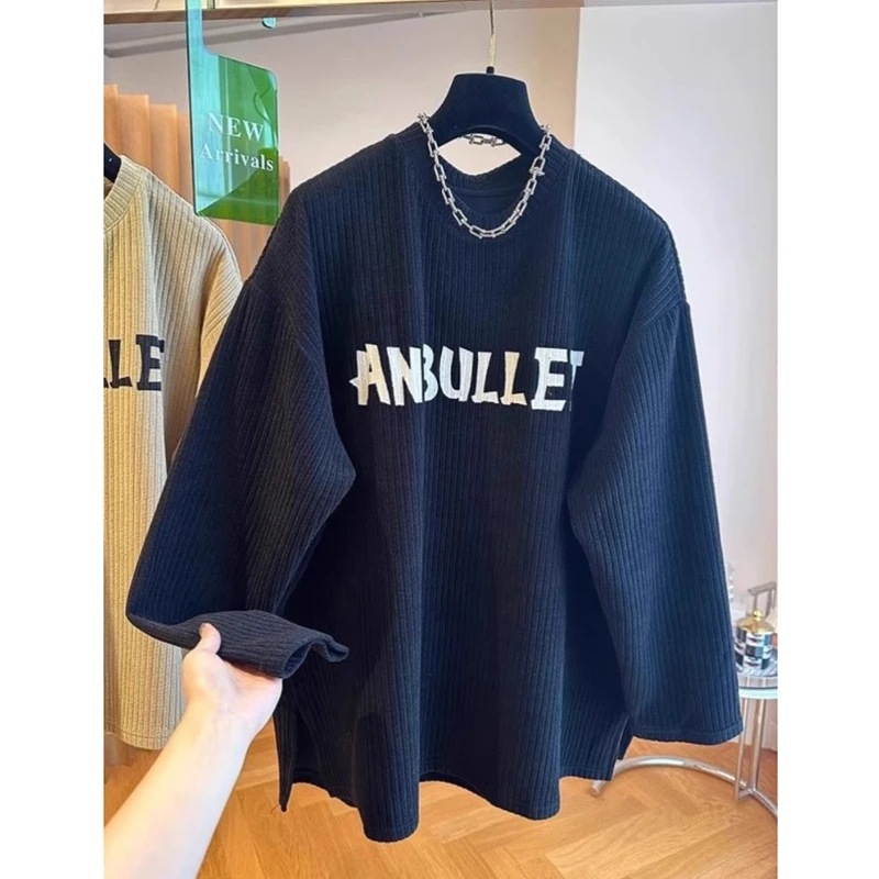 胖MM大码300斤欧货复古字母印花卫衣女秋冬宽松遮肉休闲减龄上衣