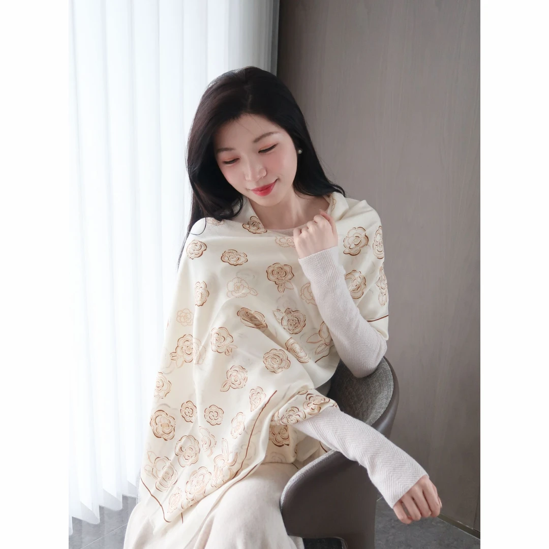 【双11限定特惠】鎏金山茶 优雅气质110支澳毛长巾大披肩 100*200cm