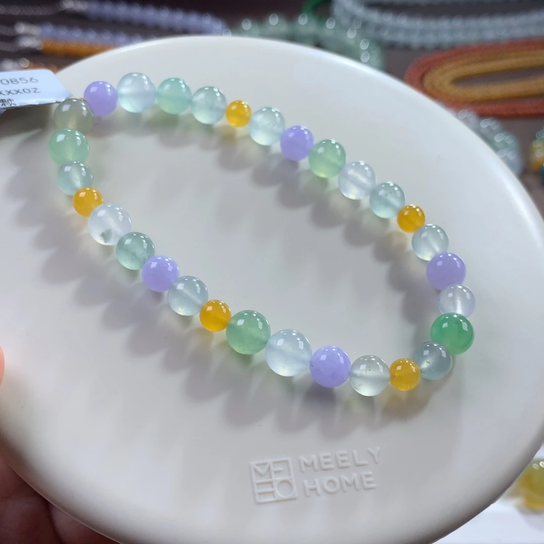 翡翠未镶嵌手链冰种马卡龙多宝单圈卡5~7