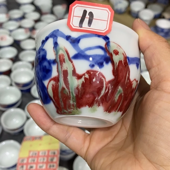 杯张学鸿老师青花釉里红微瑕