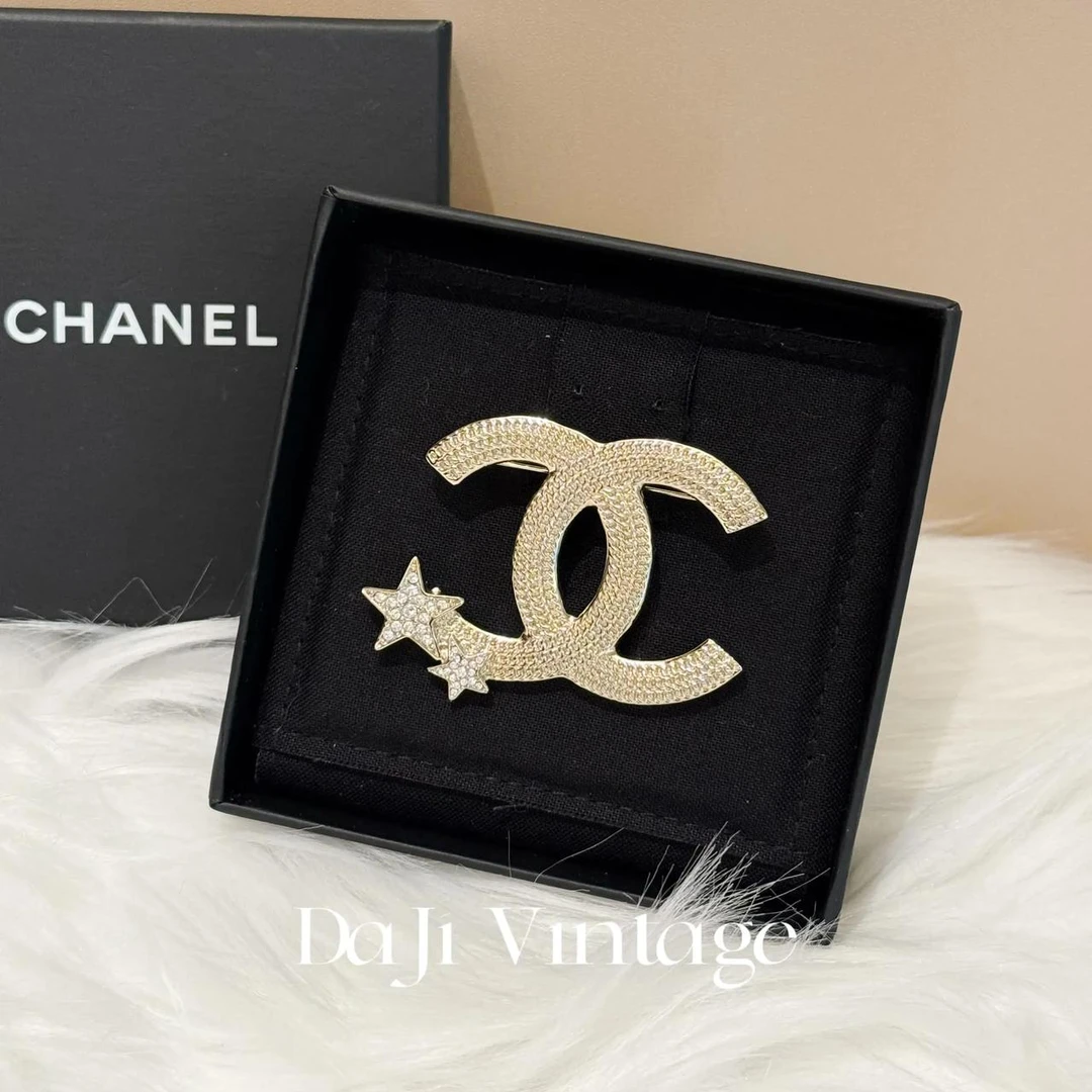 99新 Chanel/香奈儿 大吉中古/Chanel香奈儿双c星星镶钻胸针
