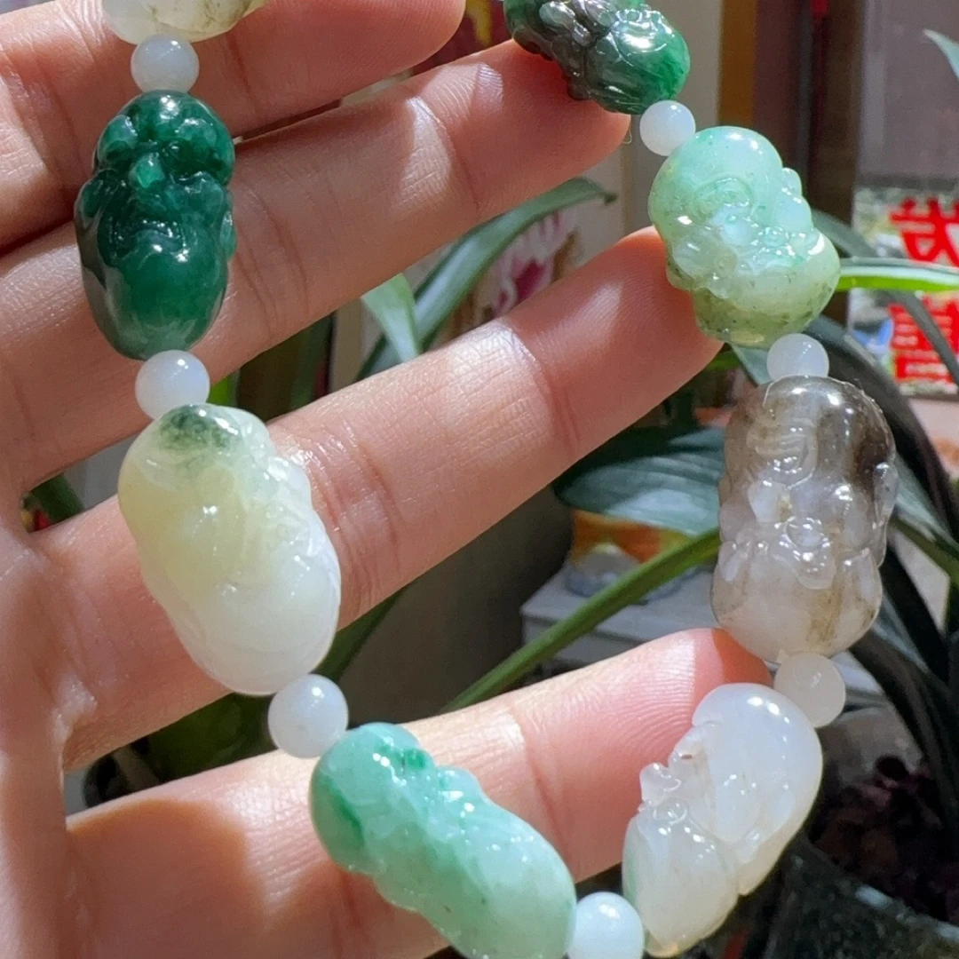 独山玉十八罗汉多宝手串颗颗冰透可做独玉标本可收藏送人自用