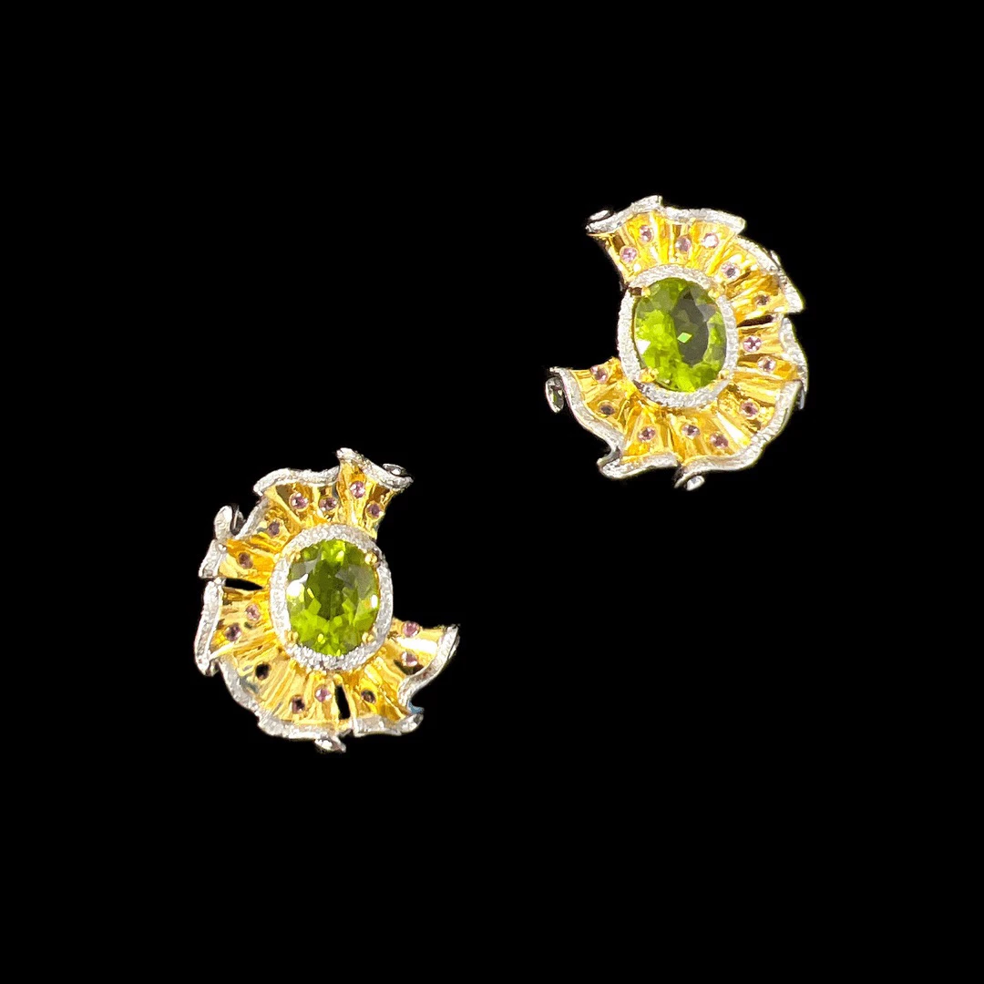 925银耳饰 F5764银耳钉老意大利工艺孤品、