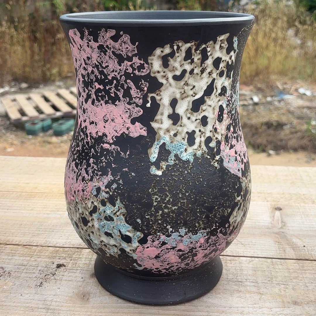 紫砂花盆油画葫芦口径20高度30