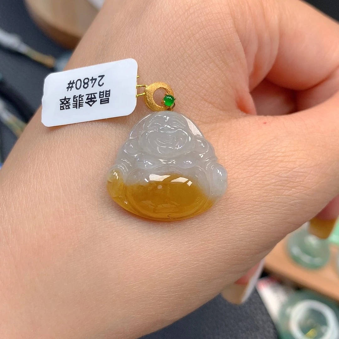 吊坠(不含链)18K金镶嵌翡翠翡翠