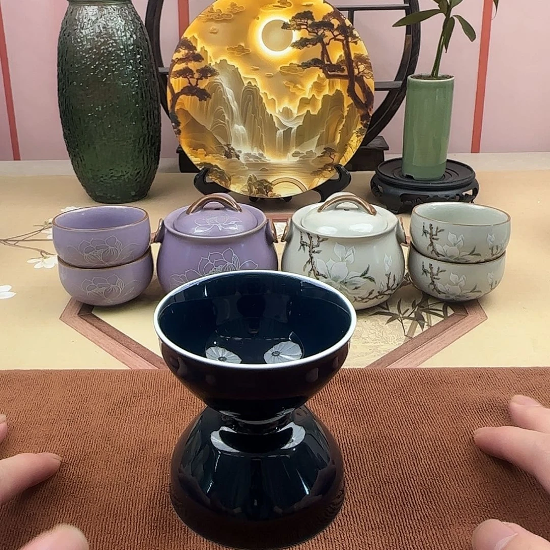 宝石蓝茶杯两只装