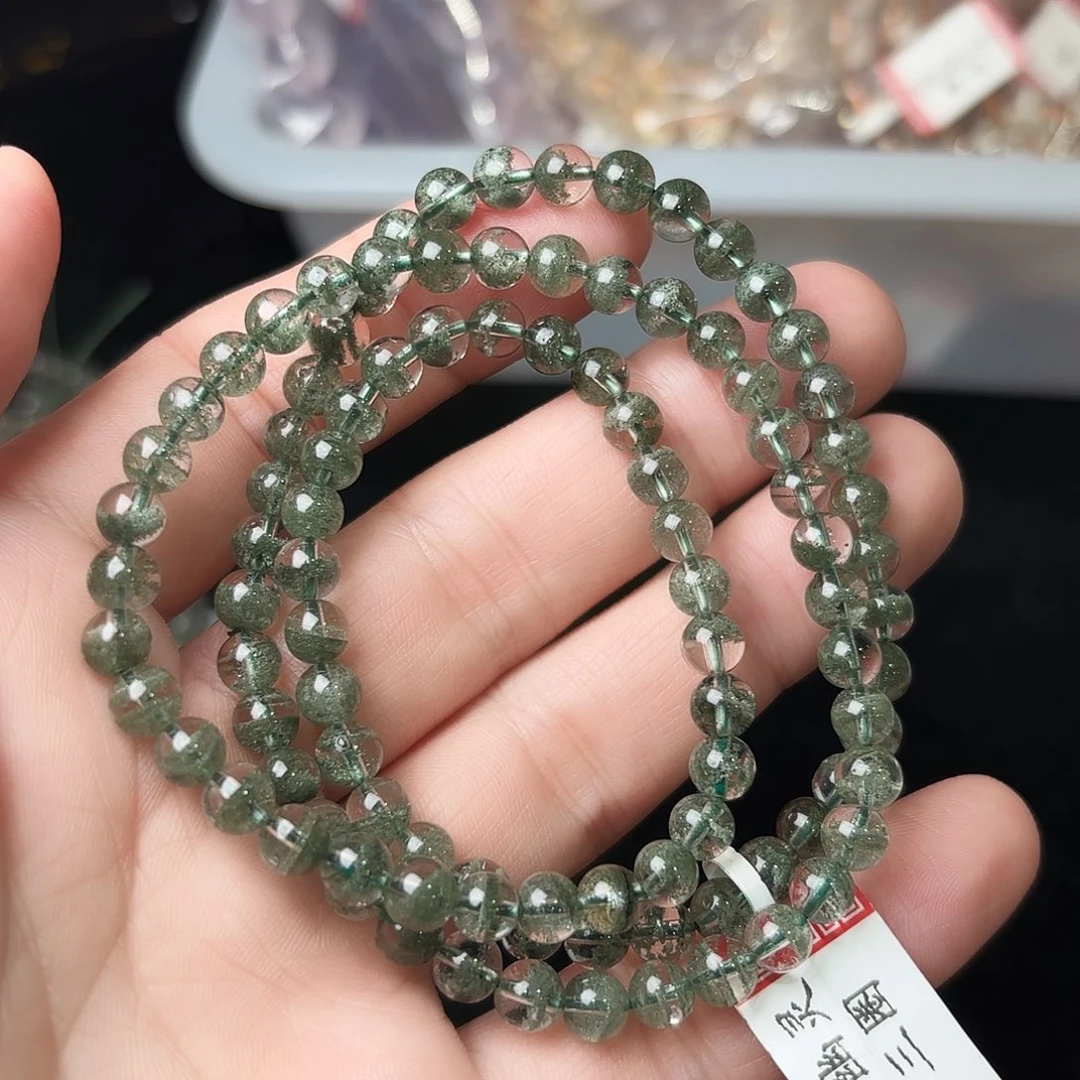 水晶未镶嵌手串绿发晶3圈