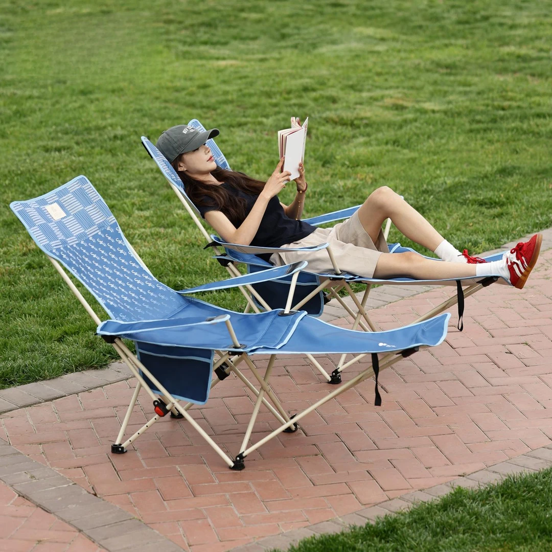 户外躺椅折叠露营野餐椅子午休神器钓鱼椅凳新款便携式月亮椅