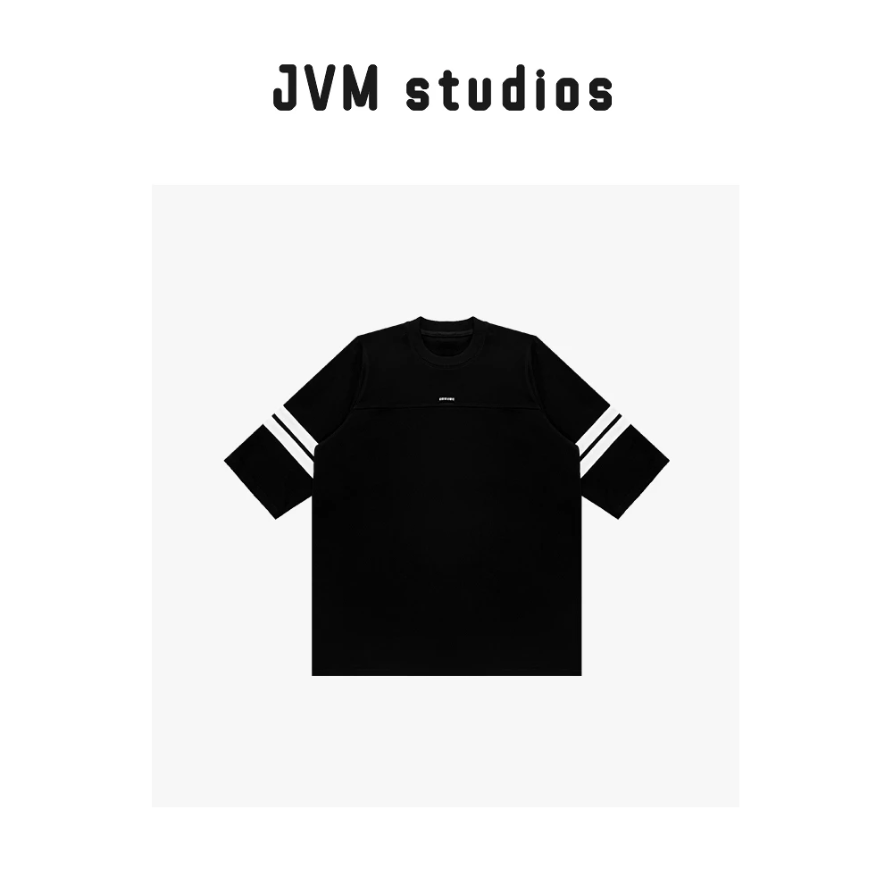 JVM秋冬新款简约百搭慵懒风显瘦女款时尚拼接休闲半袖T恤27725