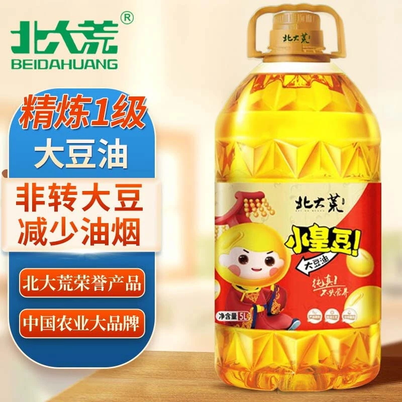 北大荒小皇豆大豆油非转基因家庭炒菜食用油5L大桶