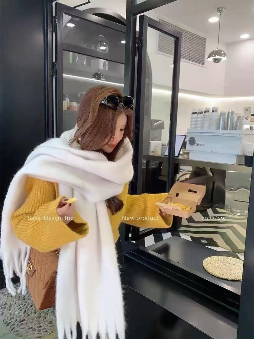 不掉色纯色森系宽松围巾休闲极简风格子气