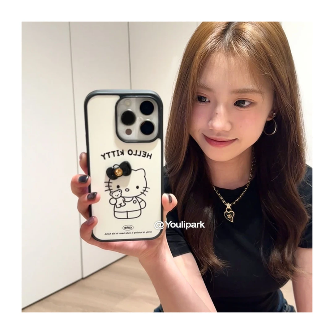 少女简约可爱蝴蝶结猫咪15适用16pro苹果16ProMax手机壳