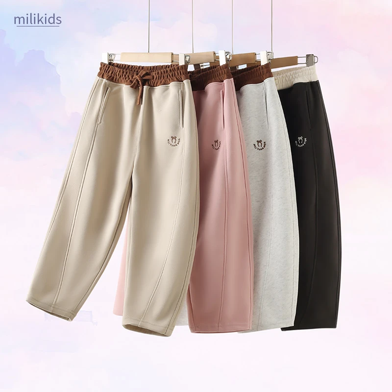 女童春装运动裤子儿童春季2025新款香蕉卫裤女孩春秋弯刀裤女大童