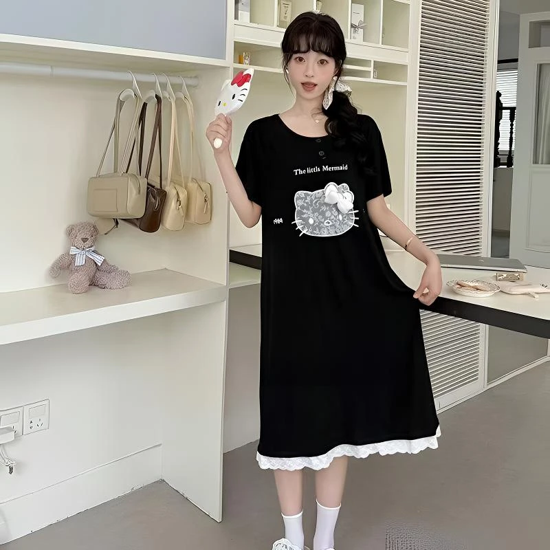 【嘉之馨】2025带胸垫韩版睡裙女莫代尔蕾丝薄款宽松甜美显瘦睡裙