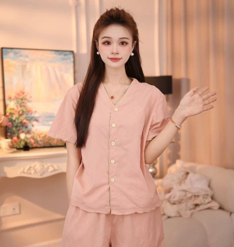 【海盐短袖】睡衣短袖套装睡衣春秋短袖休闲家居服夏季薄款棉女士
