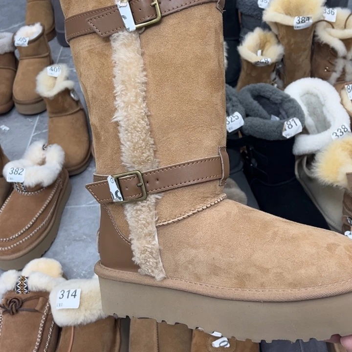 栗色厚底双皮带高通40