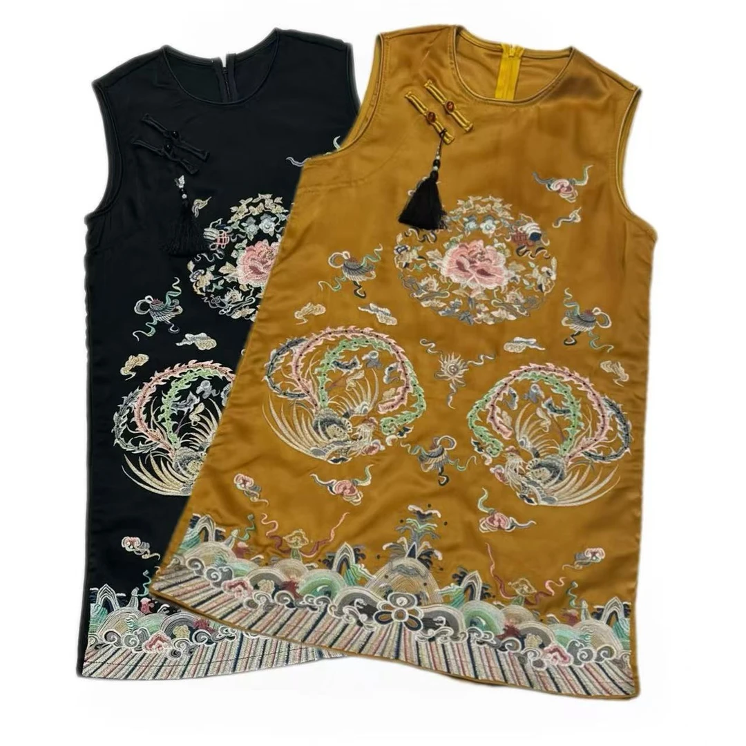 28000#夏季新中式《游园惊梦》女士时尚气质百搭立领砍袖刺绣上衣