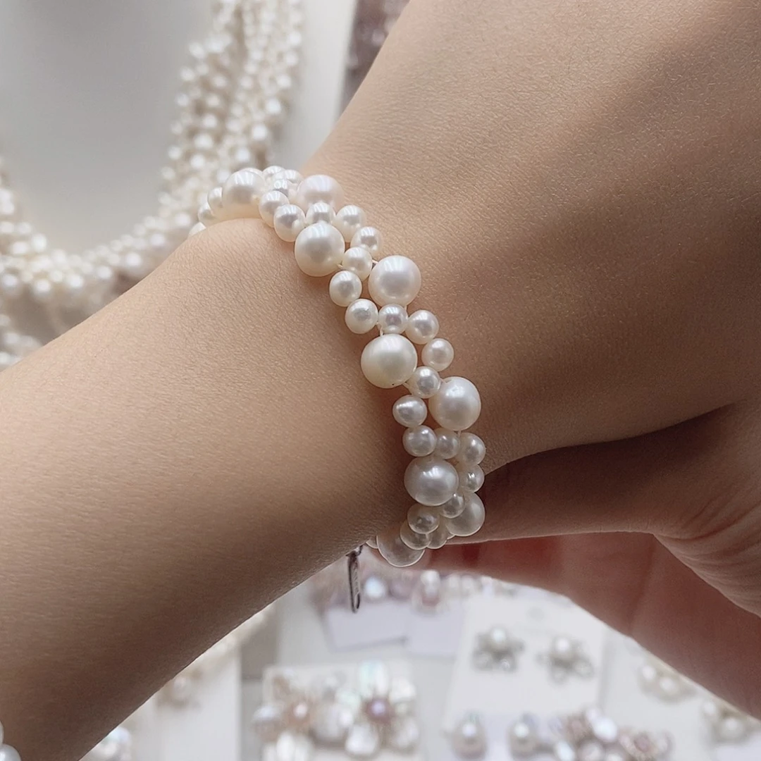 银S925镶嵌耳饰淡水珍珠