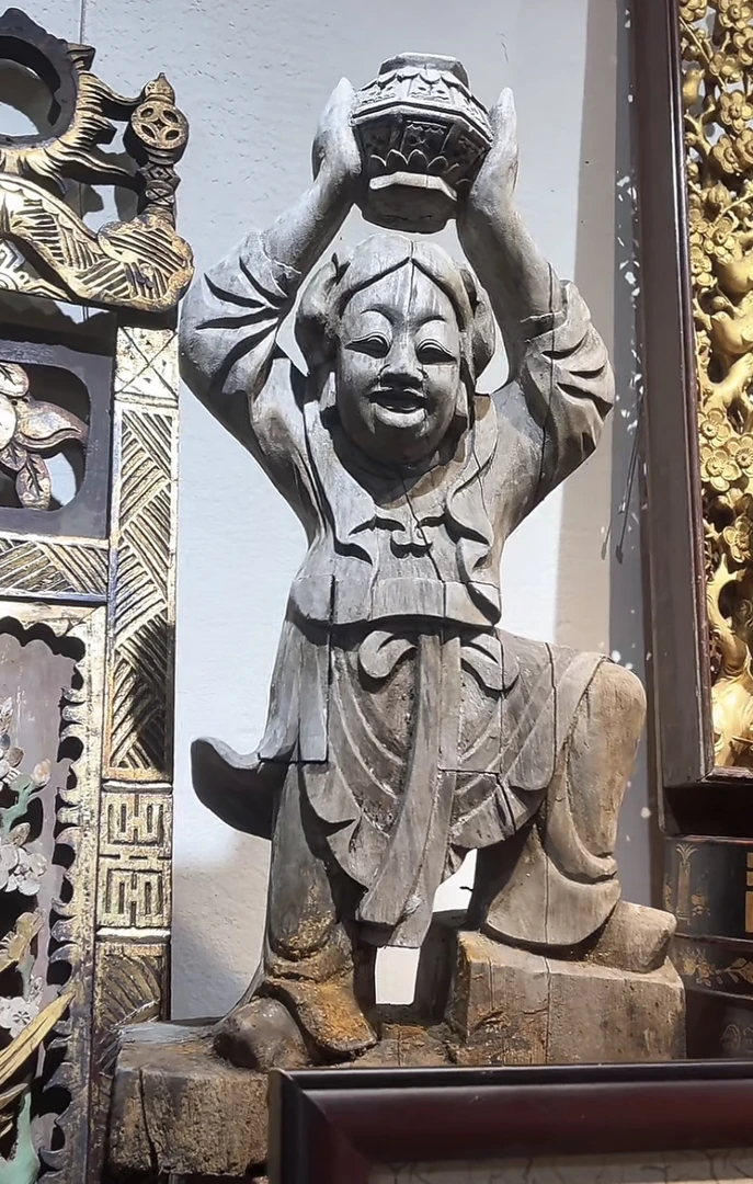 老木雕合和大尺寸摆件